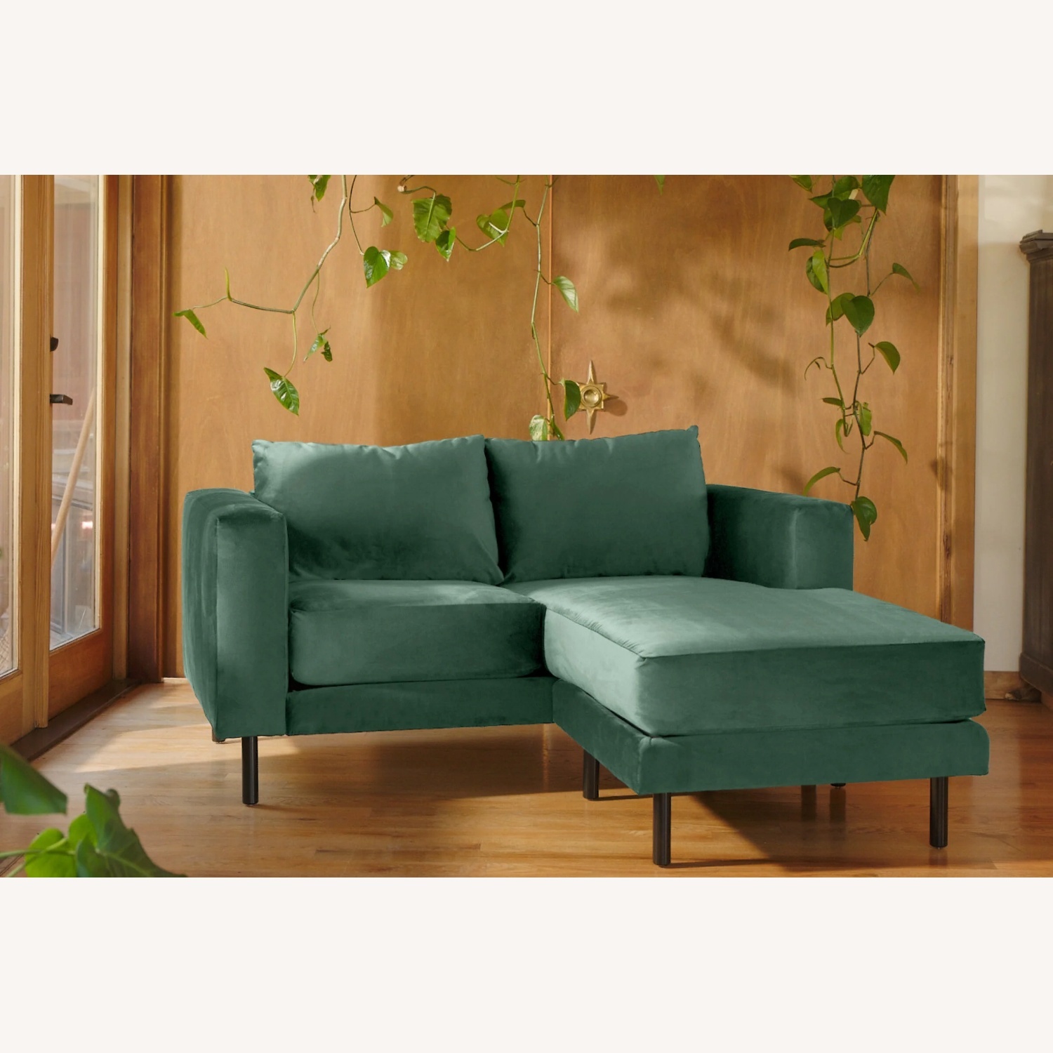 Sabai Design Green Velvet Loveseat Chaise - image-5