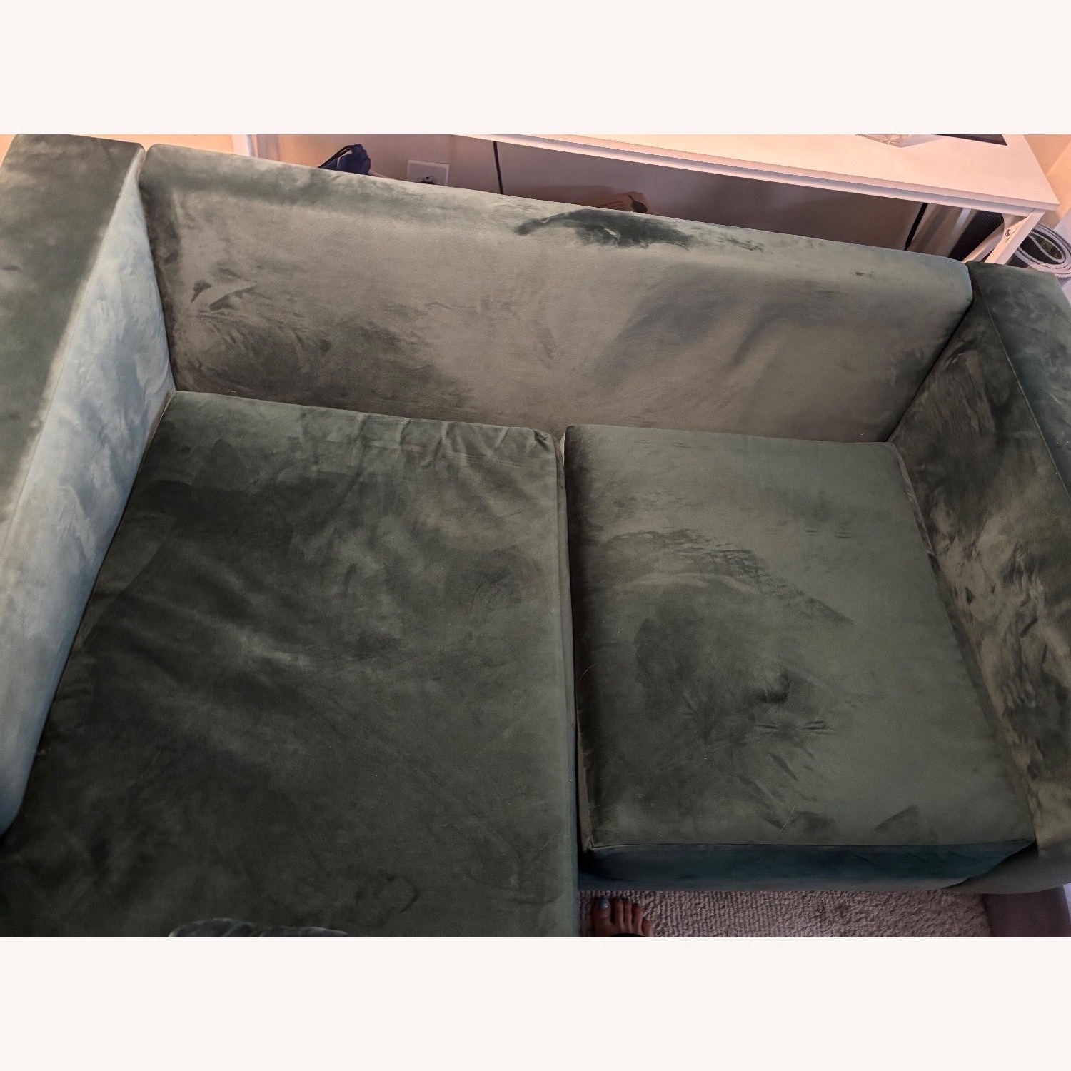 Sabai Design Green Velvet Loveseat Chaise - image-3