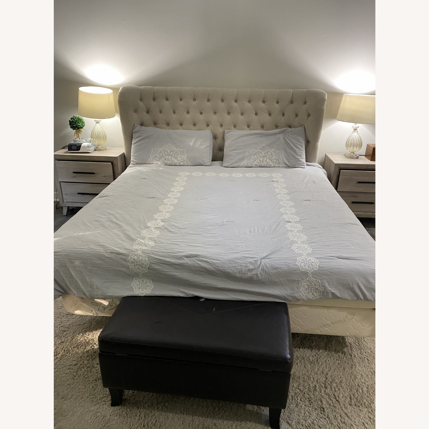 Natural Fabric King Bed - image-2