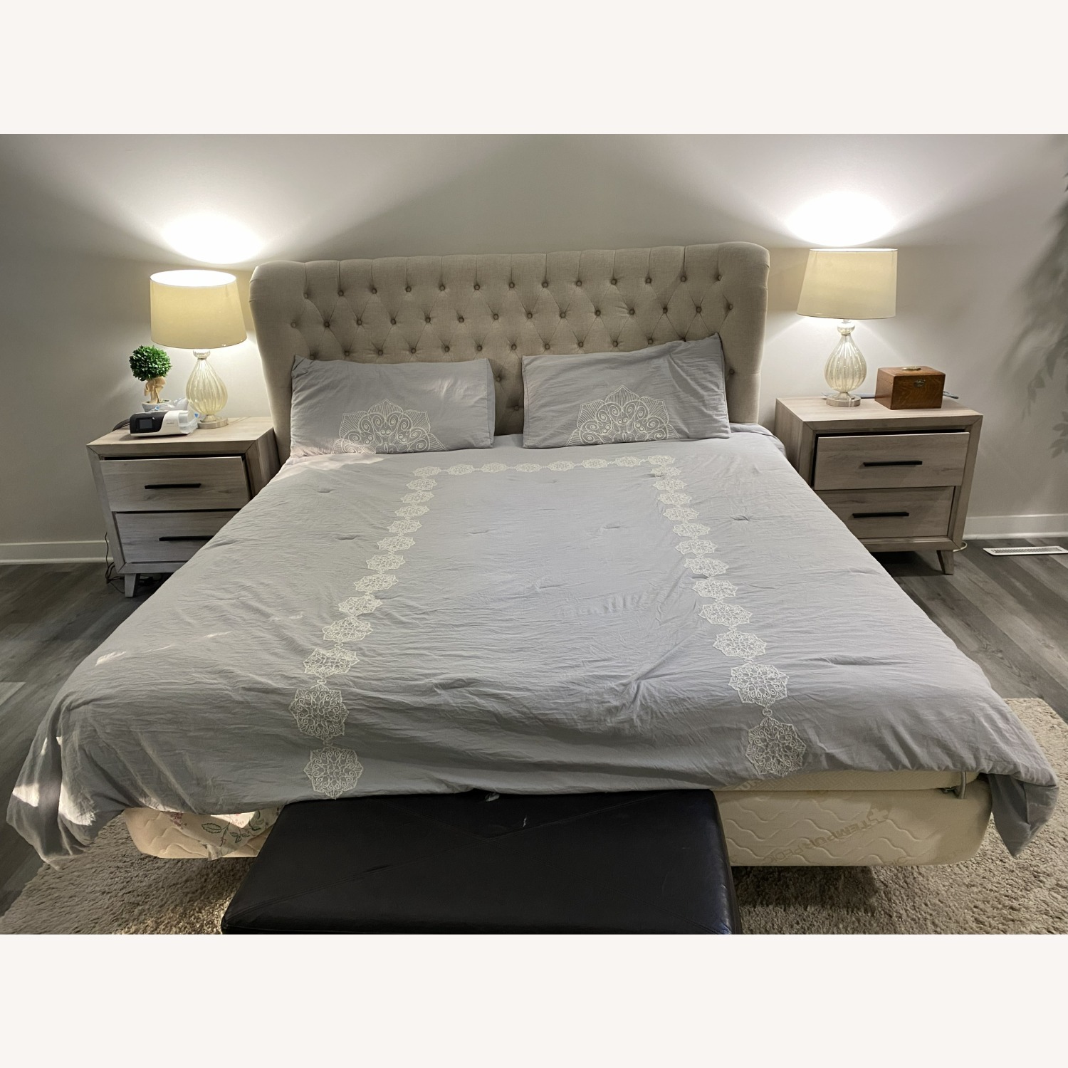 Natural Fabric King Bed - image-3