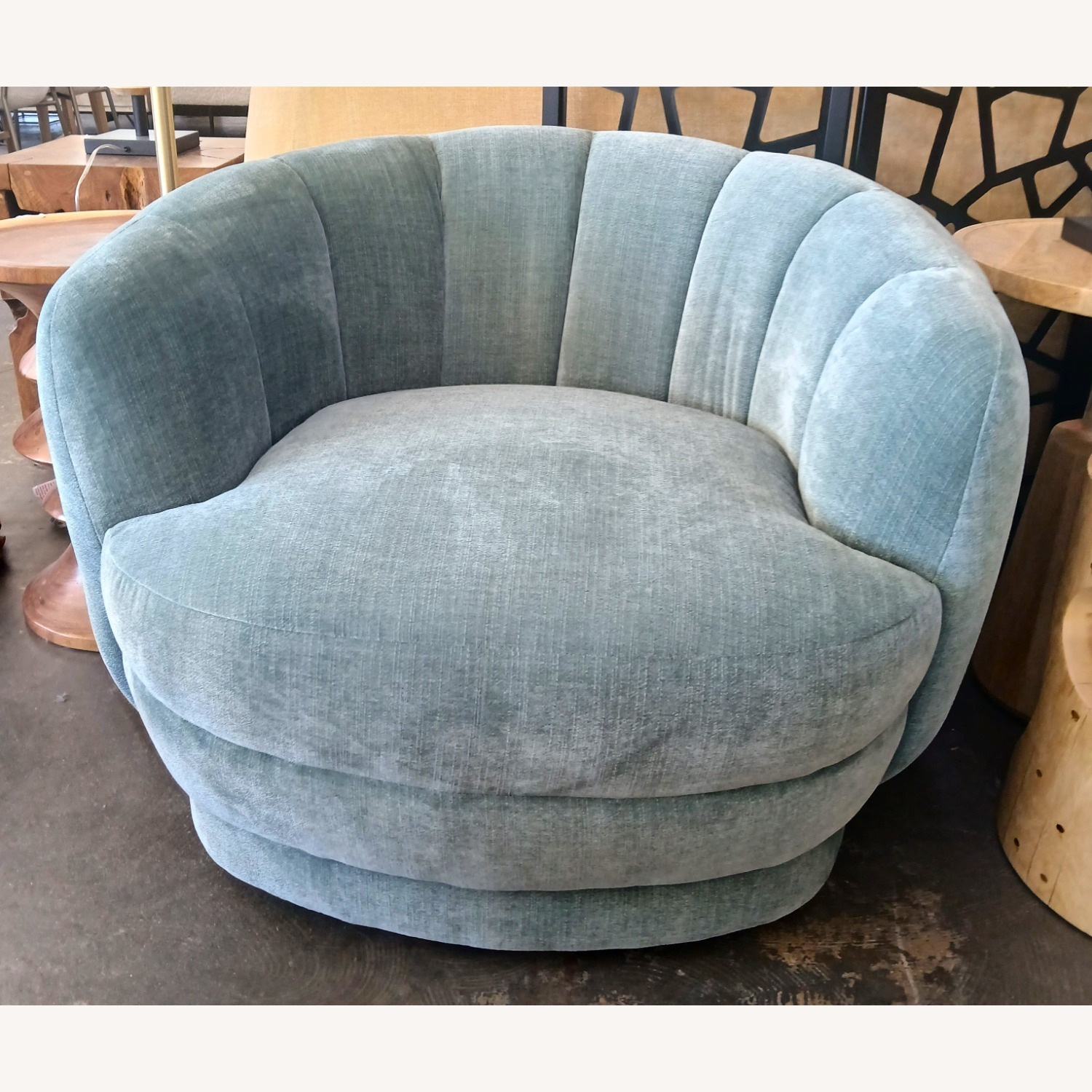 Modernism Design Blue Fabric Accent Chair - image-2