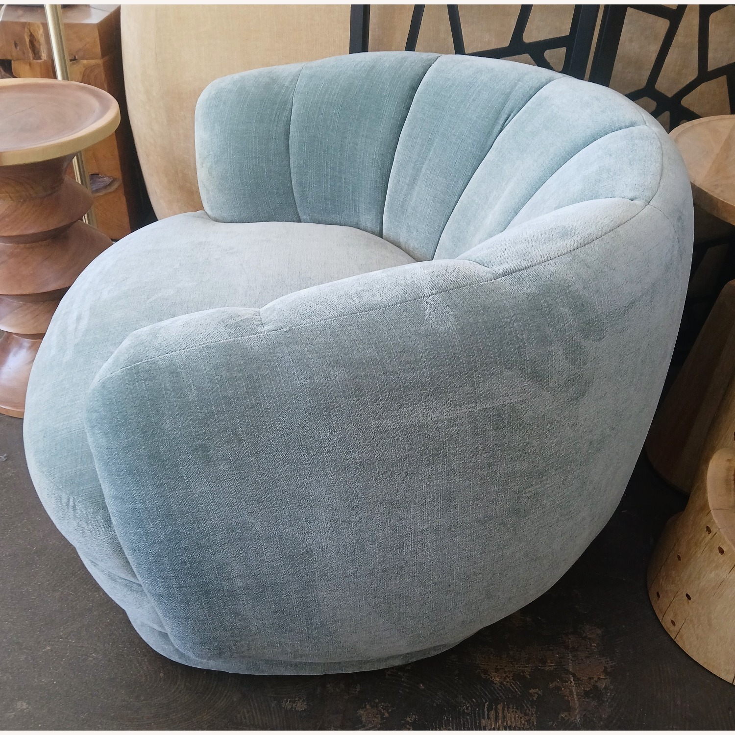 Modernism Design Blue Fabric Accent Chair - image-3