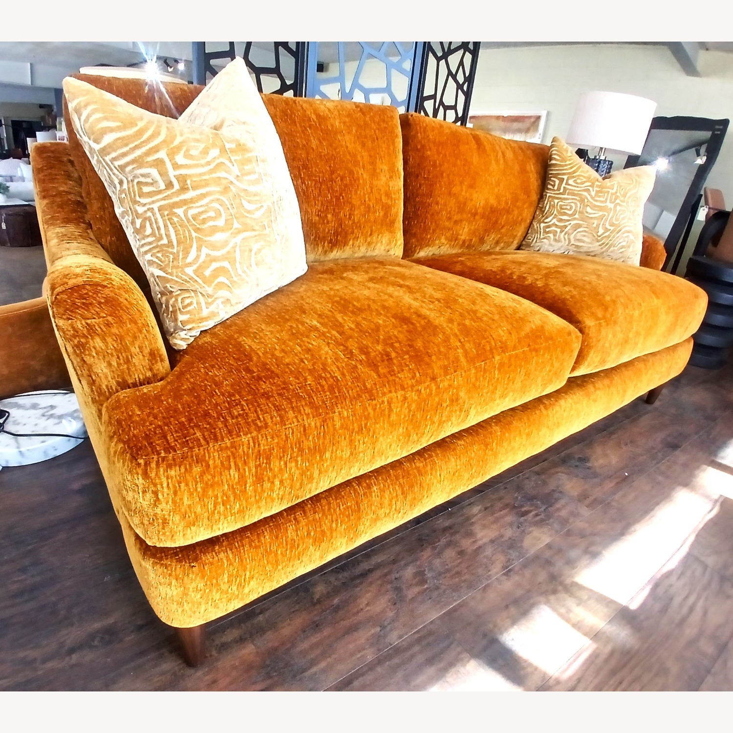 Modernism Design Orange Fabric 2 Seater Sofa - image-4