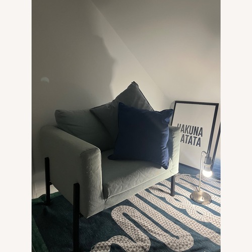 Used IKEA KOARP Blue Fabric Accent Chair for sale on AptDeco