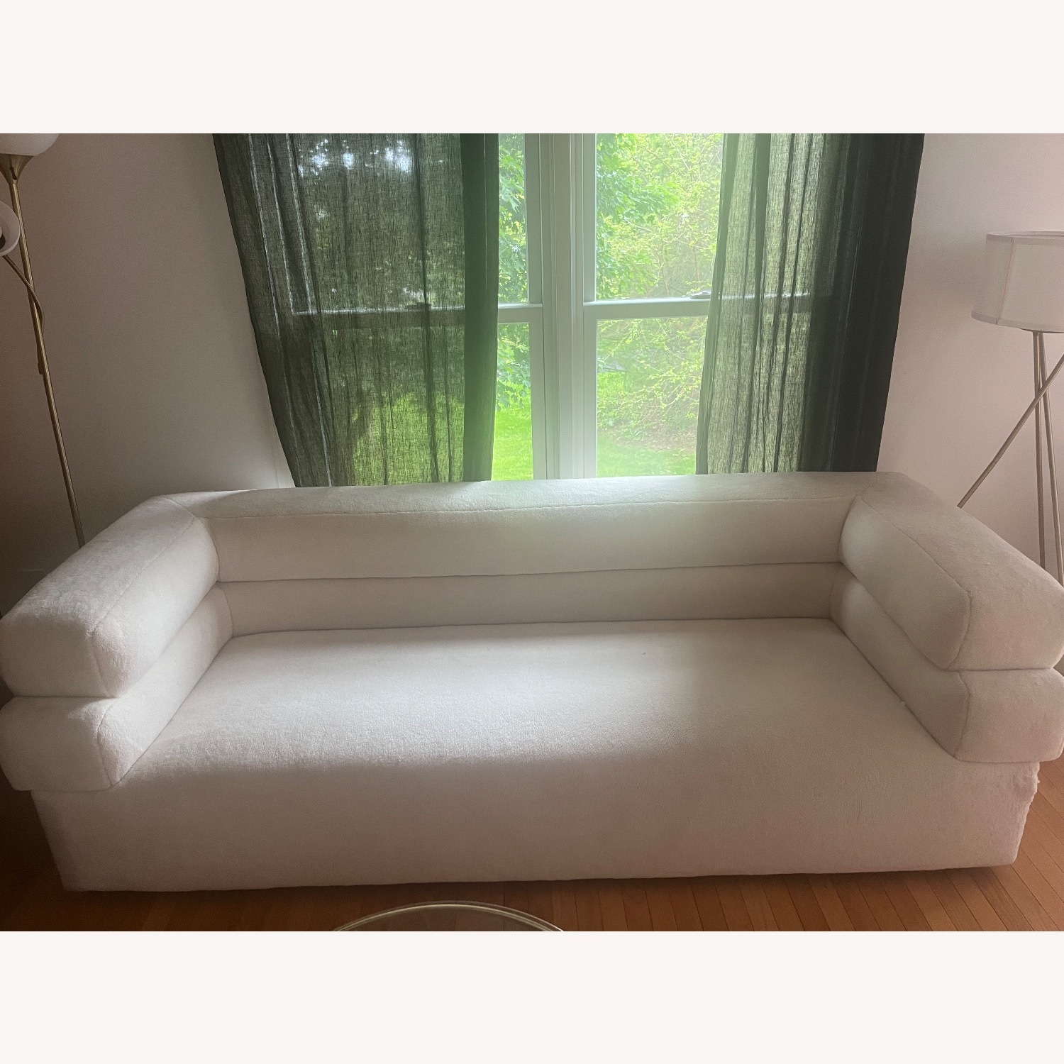 White Fabric 3+ Seater Sofa - image-1