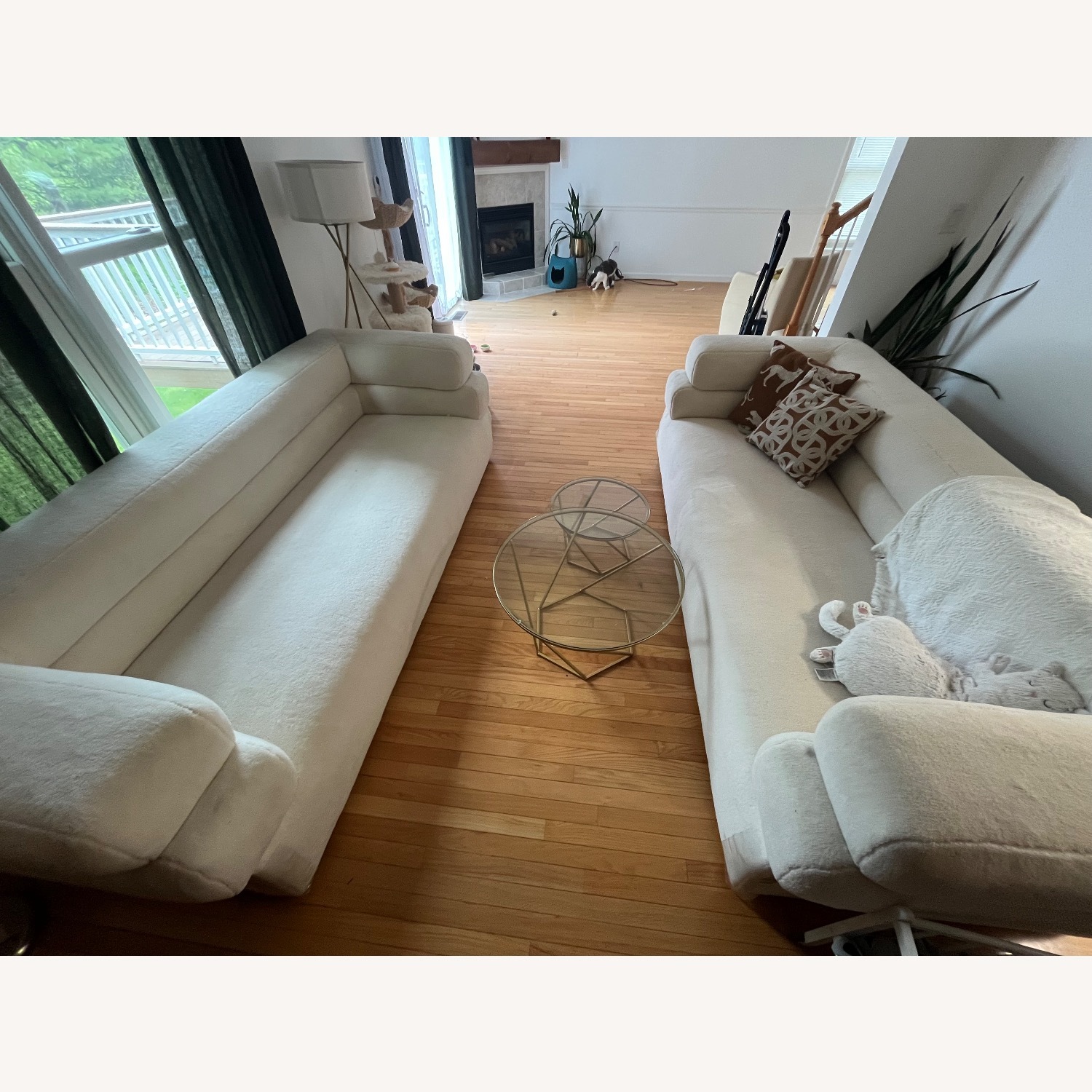 White Fabric 3+ Seater Sofa - image-4