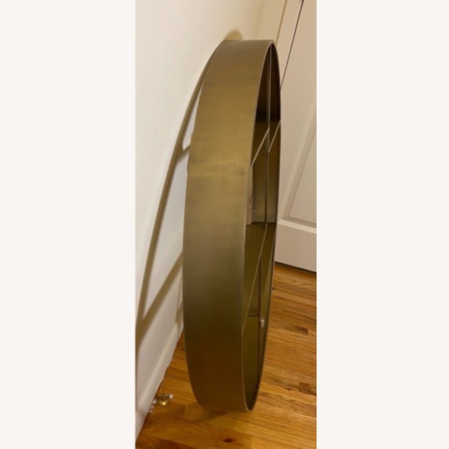 CB2 Bay Antique Brass Circle Wall Shelf - image-3