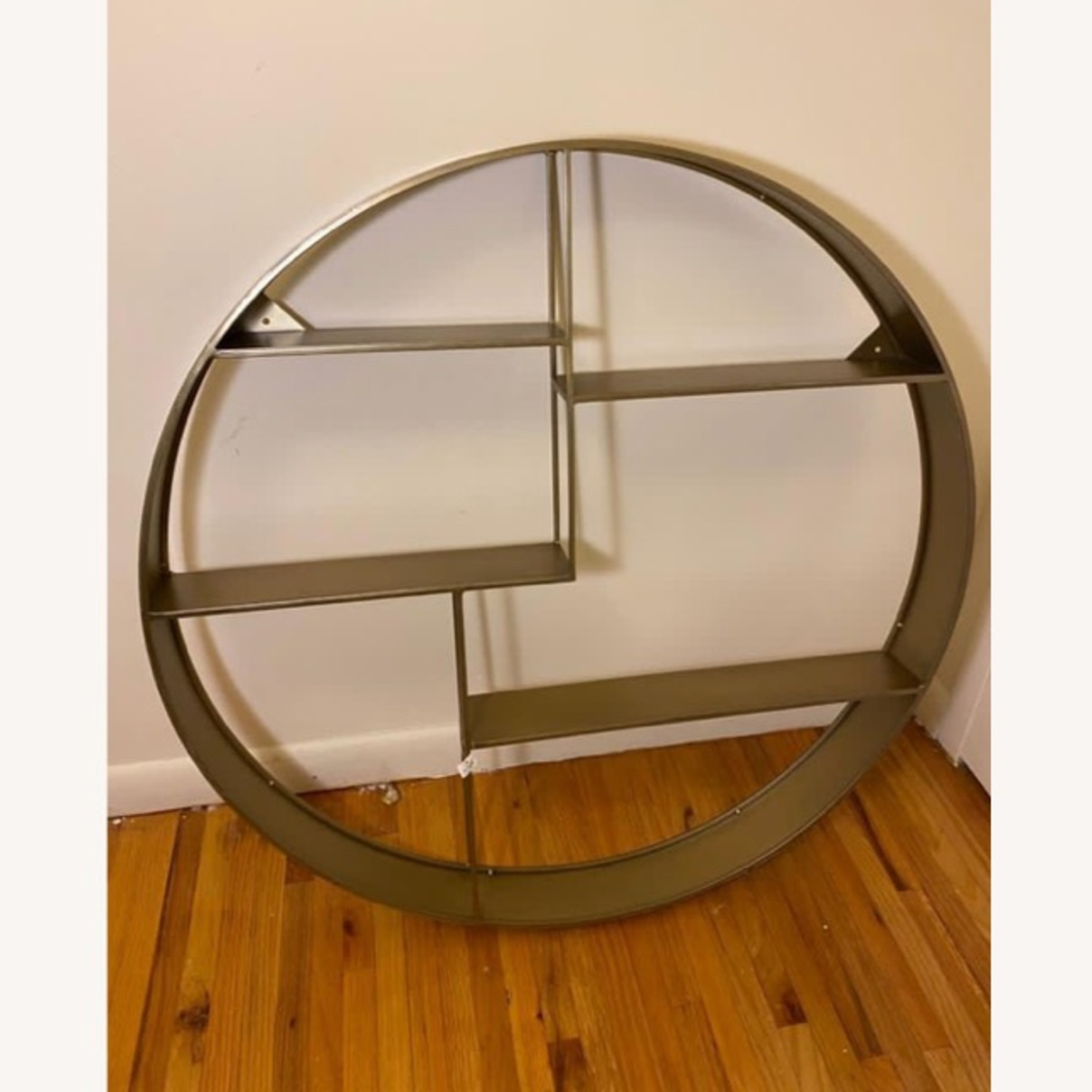 CB2 Bay Antique Brass Circle Wall Shelf - image-2