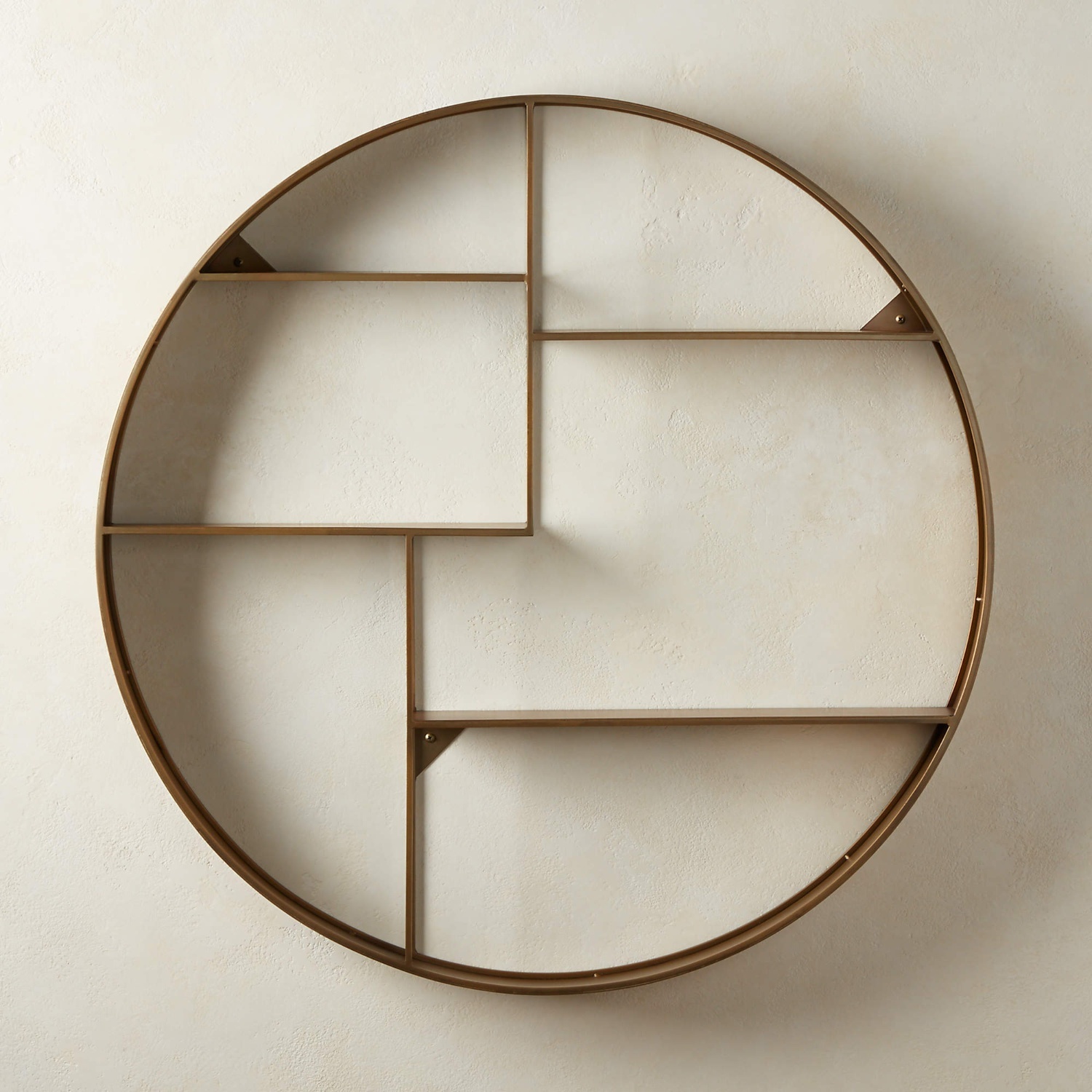 CB2 Bay Antique Brass Circle Wall Shelf - image-4