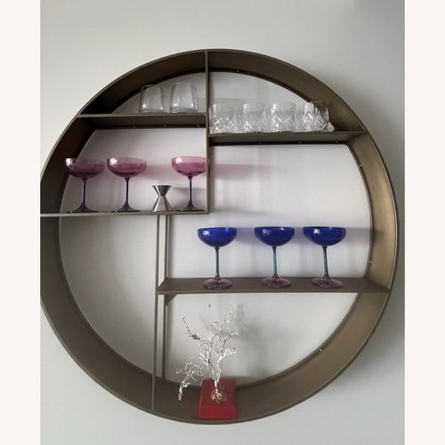 Used CB2 Bay Antique Brass Circle Wall Shelf for sale on AptDeco