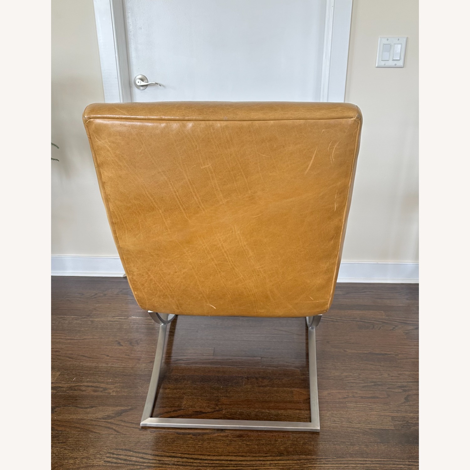 Crate & Barrel Cooper Mustard Leather Accent Chair - image-3