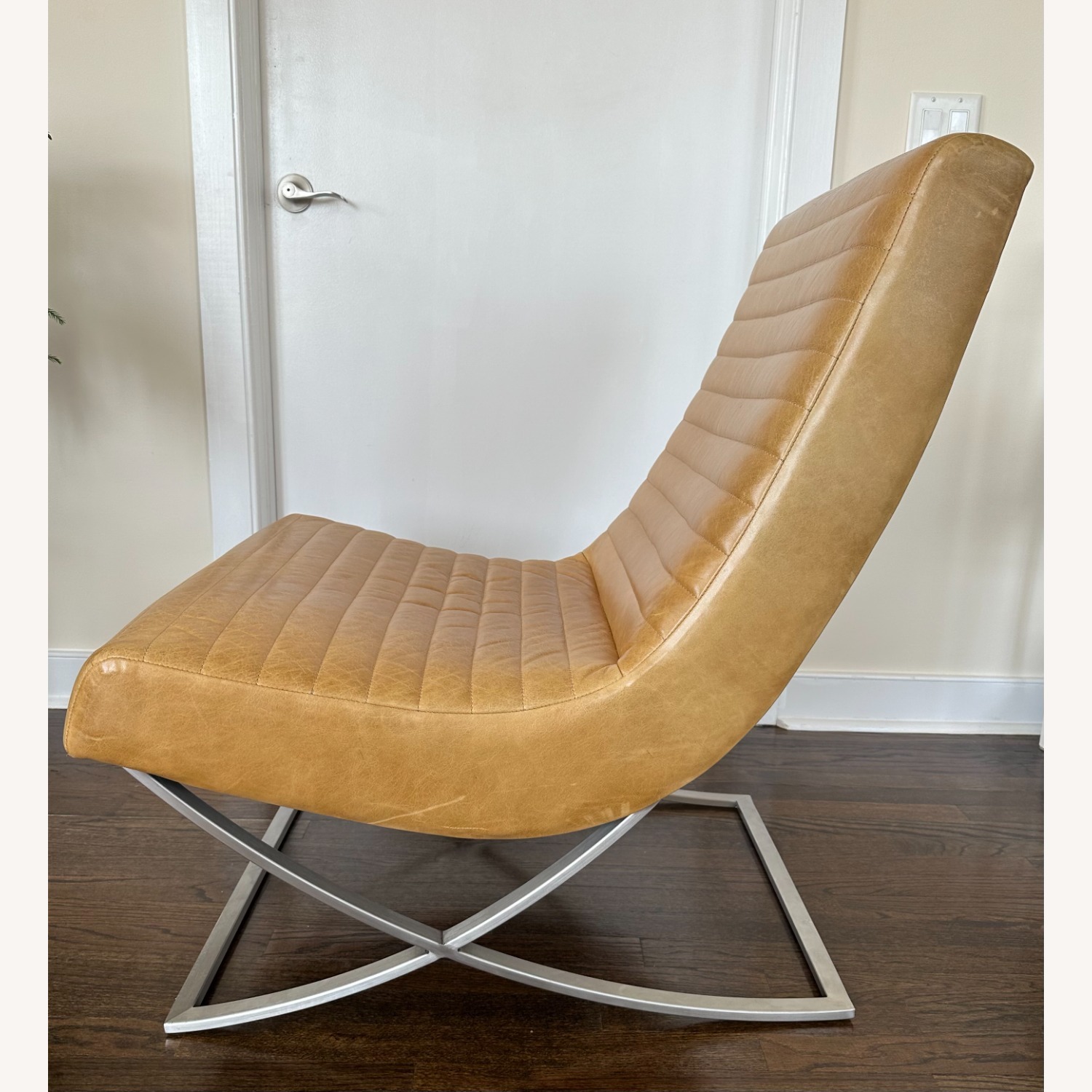 Crate & Barrel Cooper Mustard Leather Accent Chair - image-4