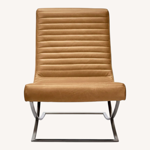 Used Crate & Barrel Cooper Mustard Leather Accent Chair for sale on AptDeco
