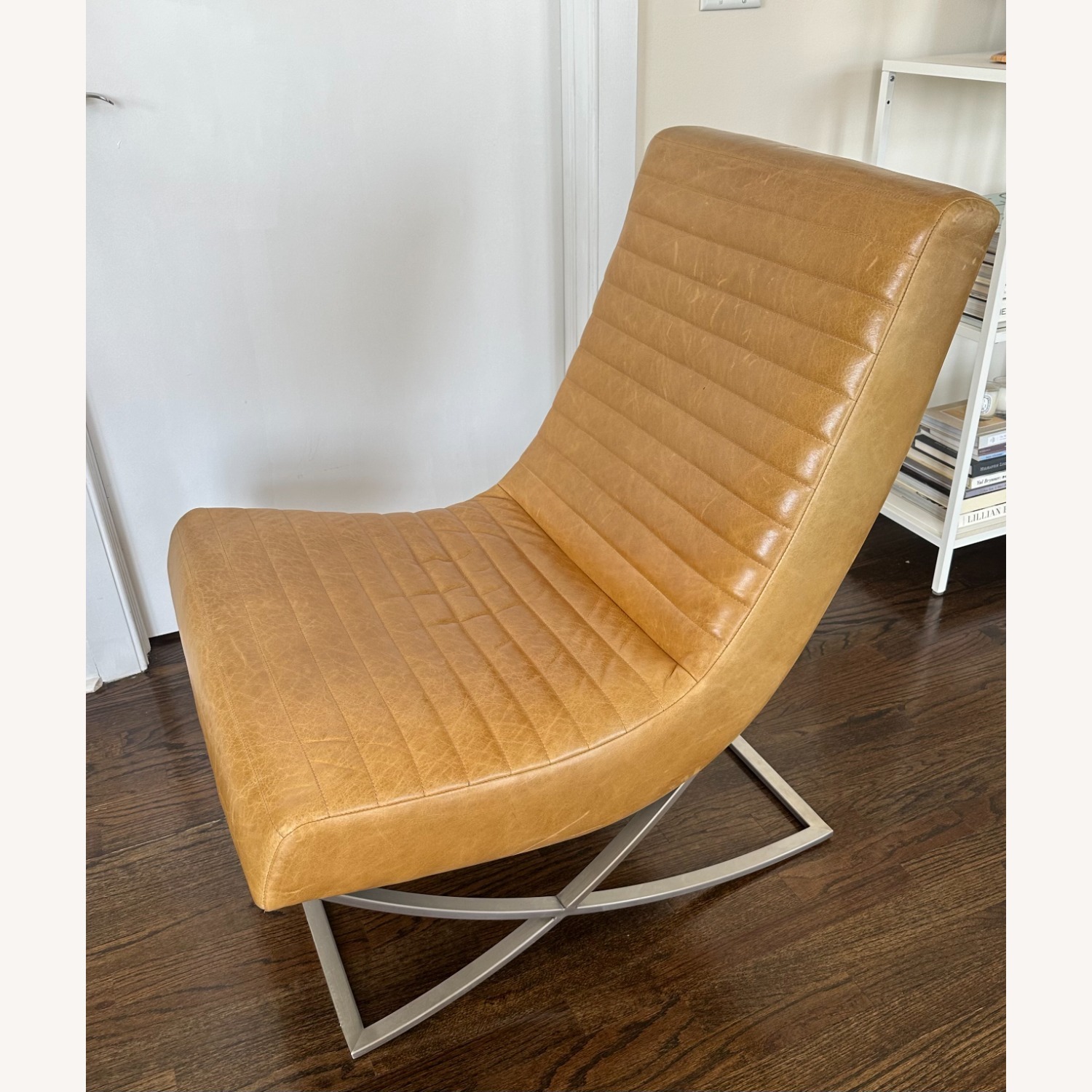Crate & Barrel Cooper Mustard Leather Accent Chair - image-2
