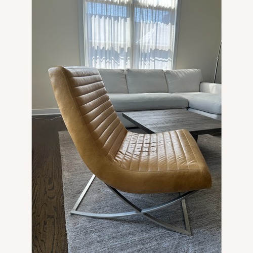 Used Crate & Barrel Cooper Mustard Leather Accent Chair for sale on AptDeco