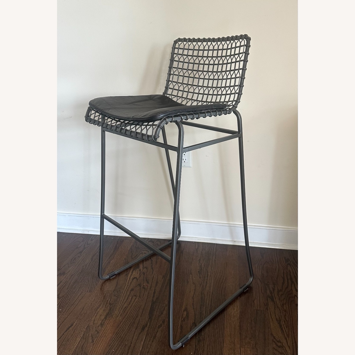 Crate & Barrel Gray Metal Bar Stools - image-1