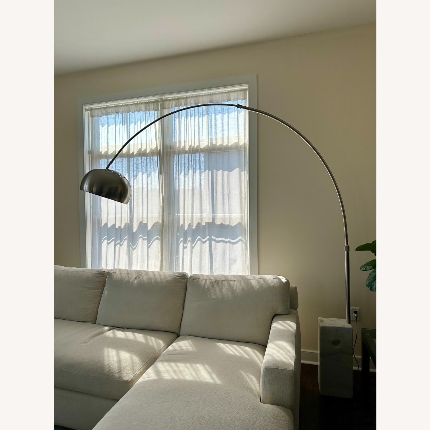 Light Gray Arco Style Floor Lamp - image-1
