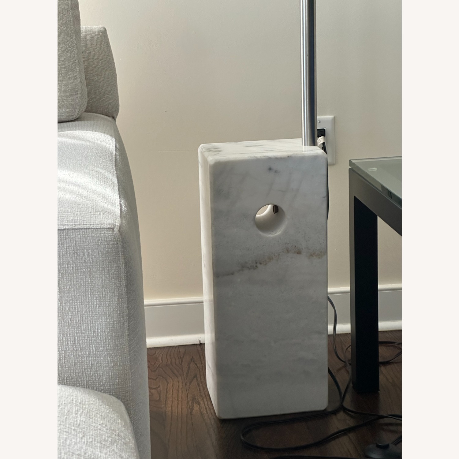 Light Gray Arco Style Floor Lamp - image-3