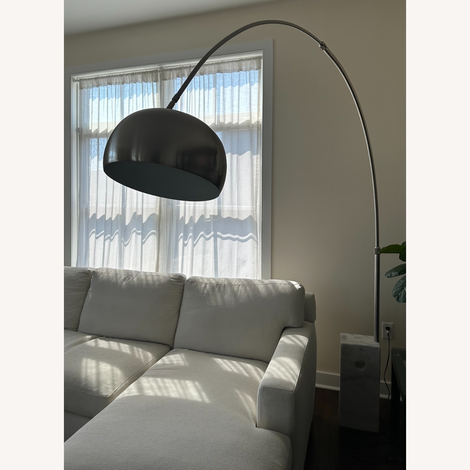 Light Gray Arco Style Floor Lamp - image-2