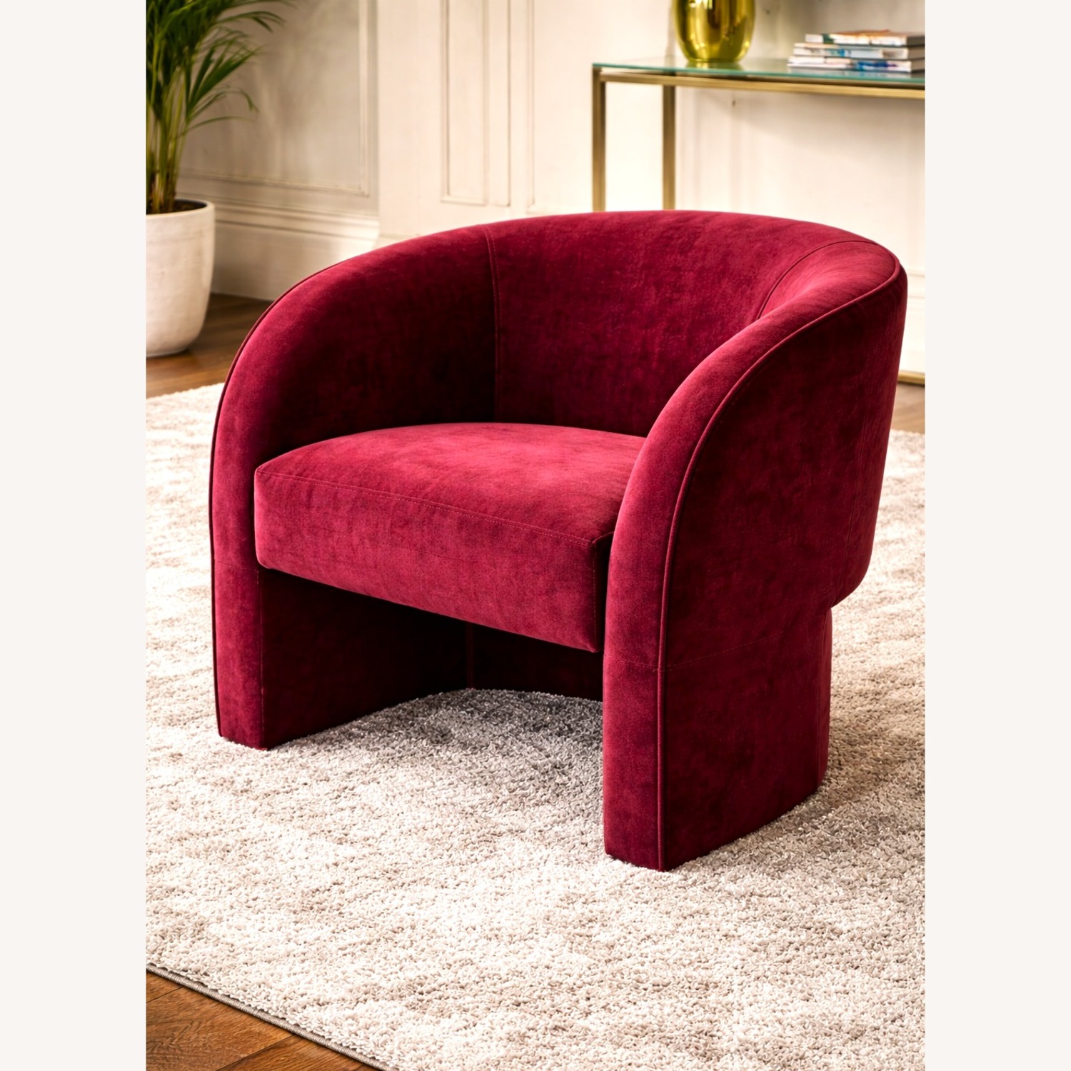 Modernism Design Red Fabric Accent Chair - image-1