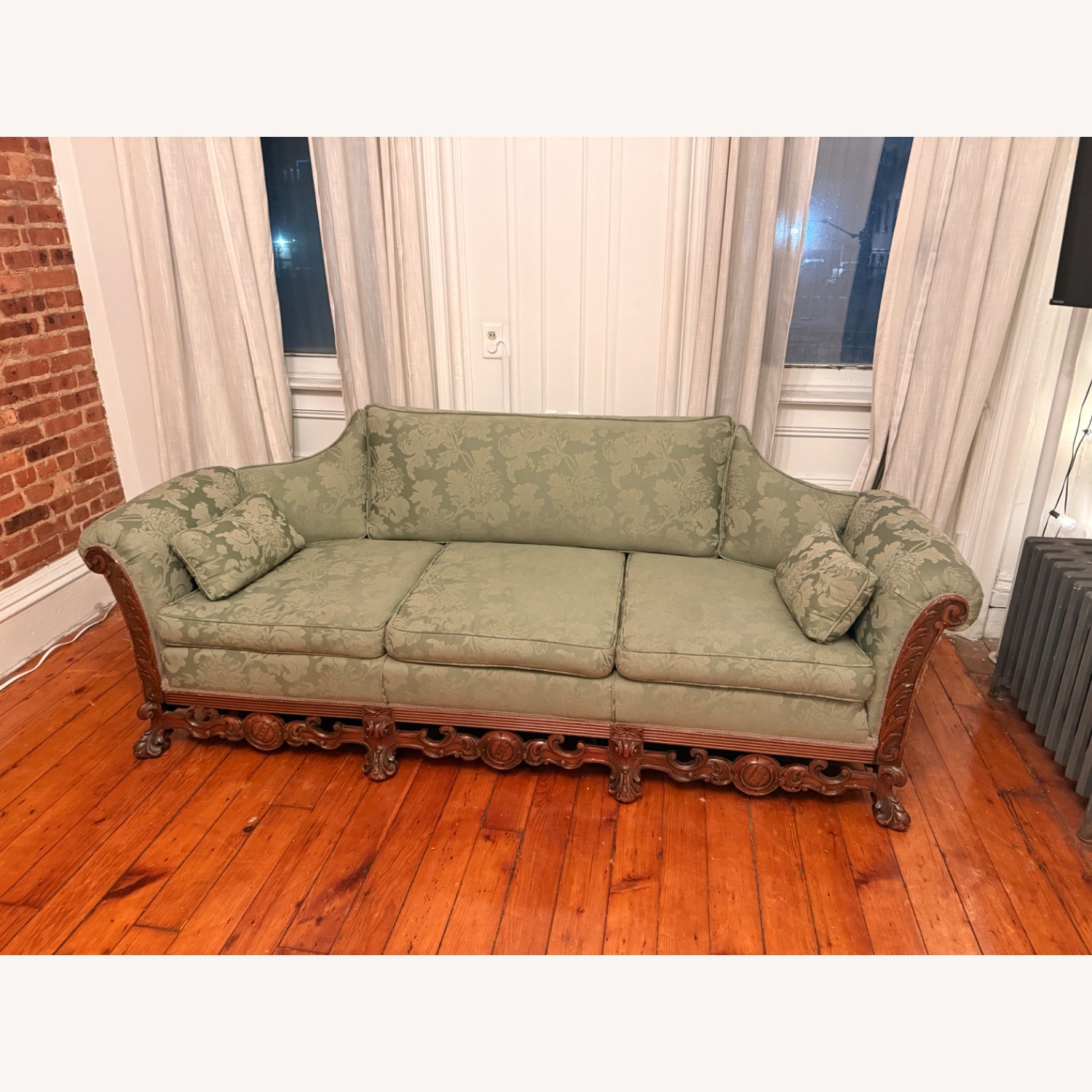 Green Fabric 3+ Seater Sofa - image-2