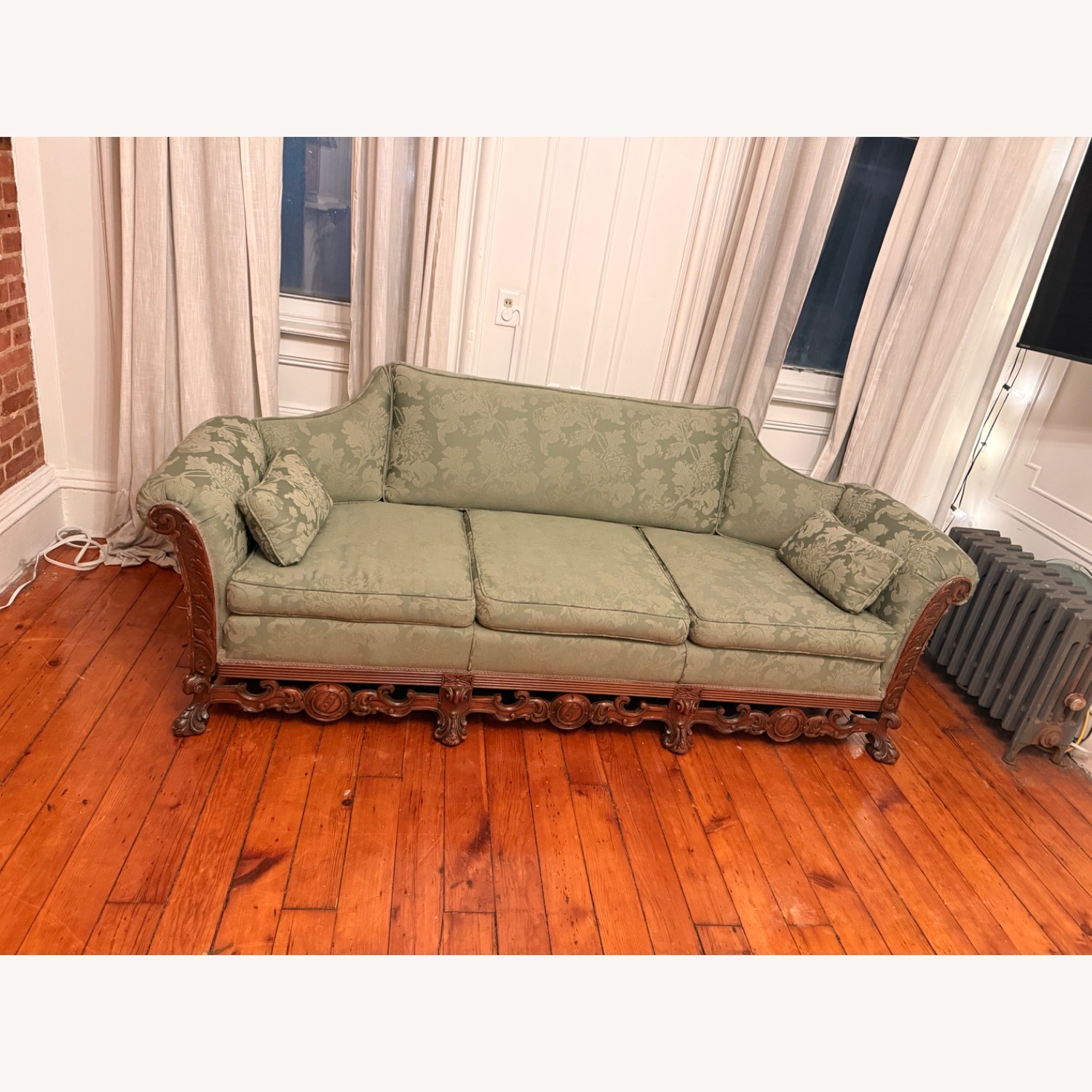 Green Fabric 3+ Seater Sofa - image-1