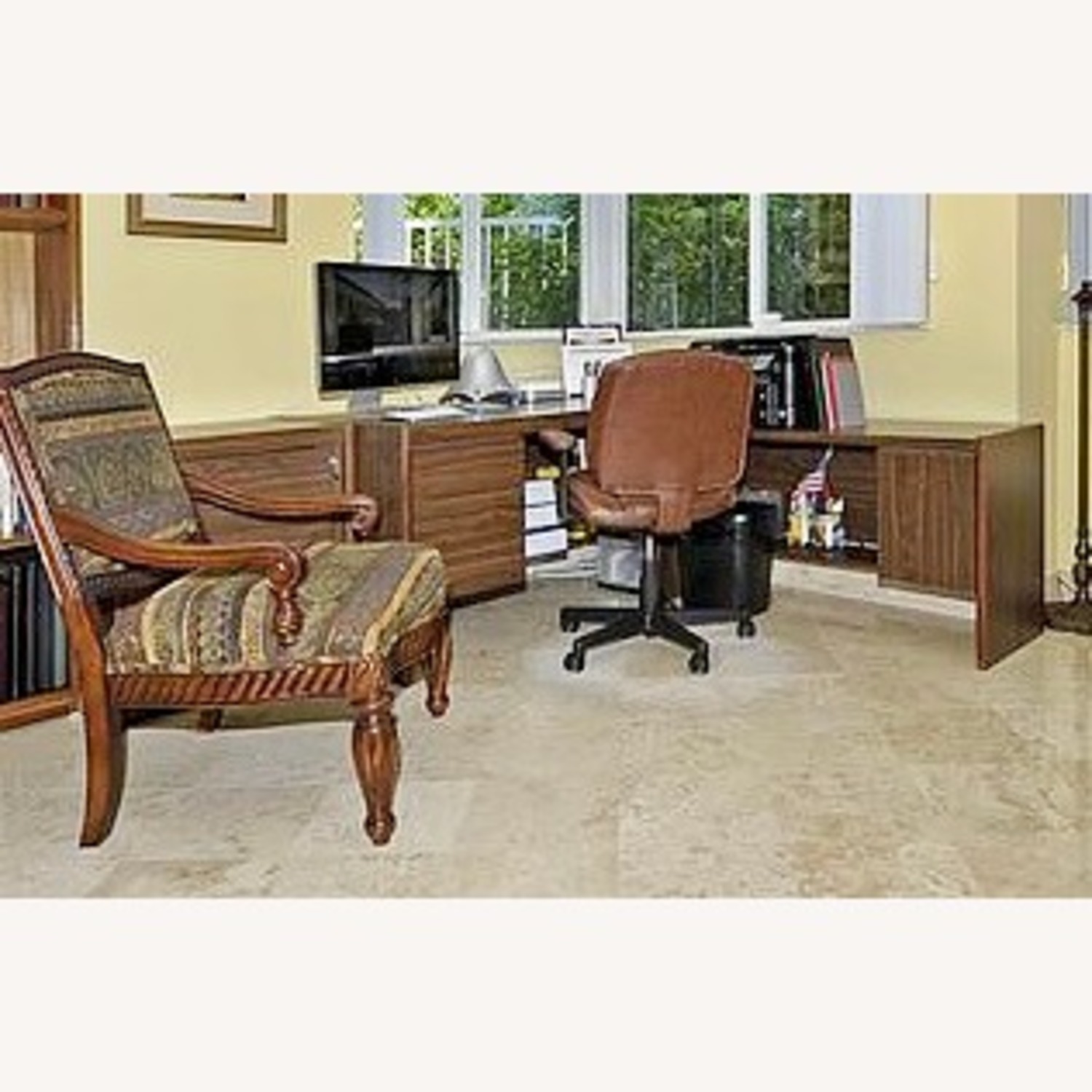 Office Desk With Return and File Cabinet - image-3