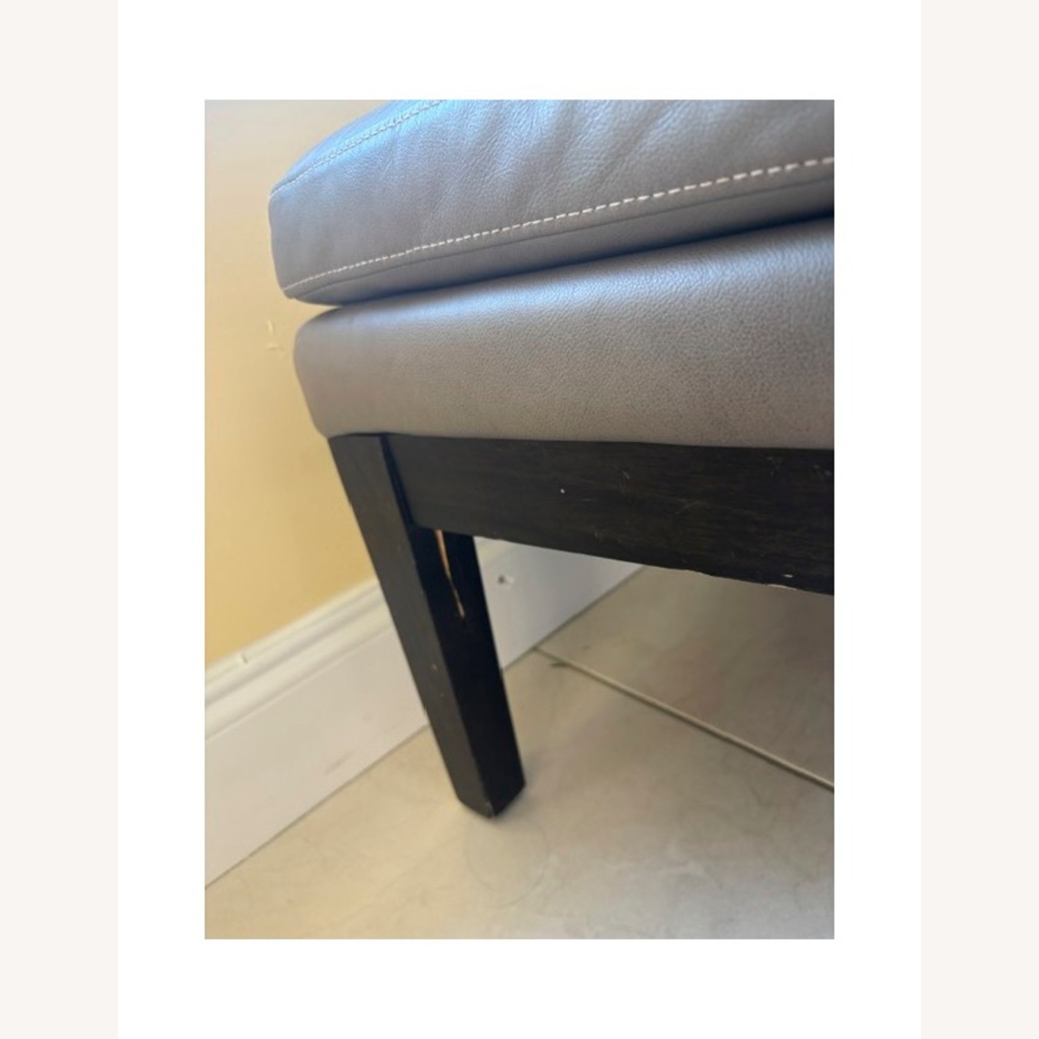 West Elm Slipper Light Gray Leather Accent Chair - image-3