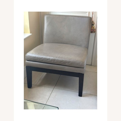 Used West Elm Slipper Light Gray Leather Accent Chair for sale on AptDeco