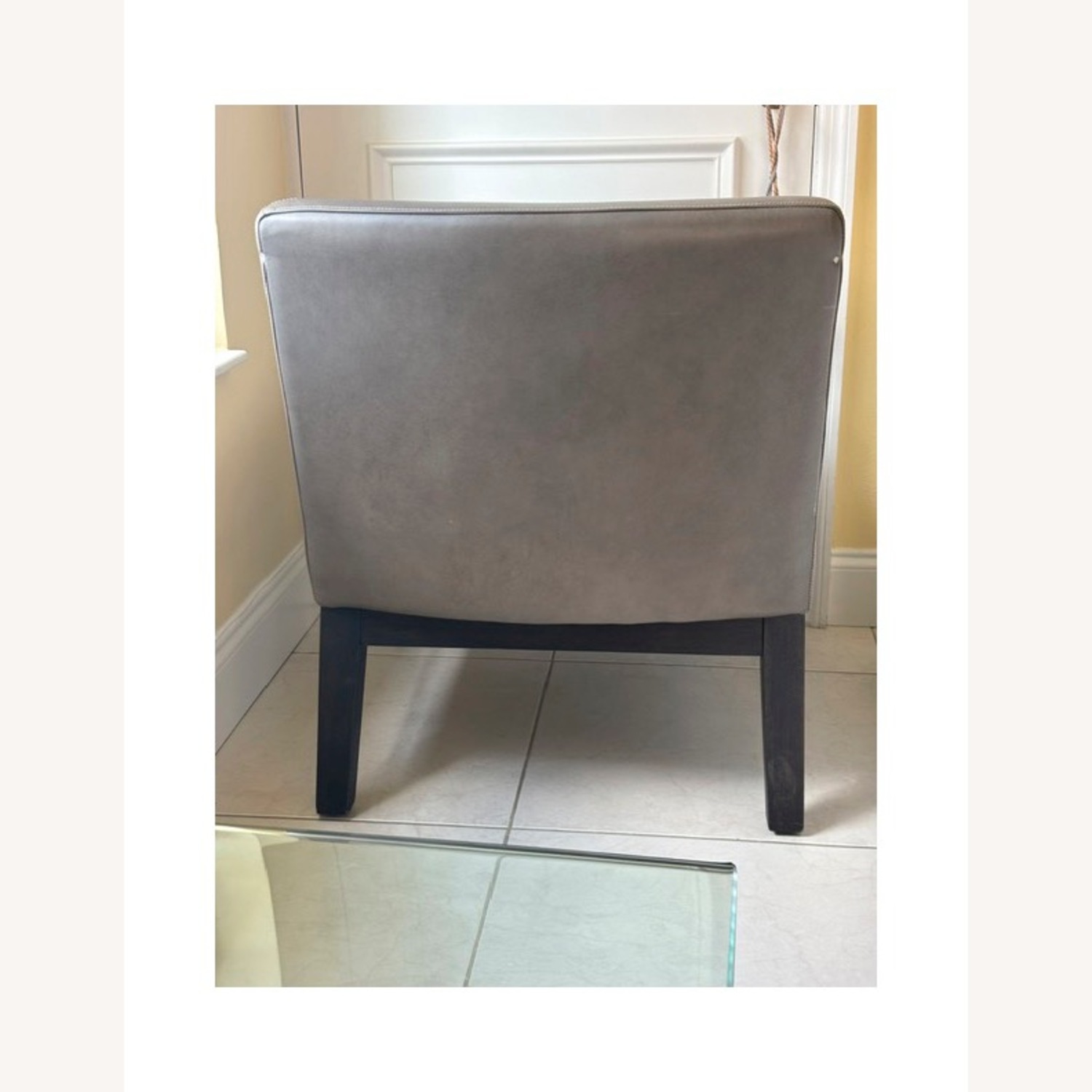 West Elm Slipper Light Gray Leather Accent Chair - image-4