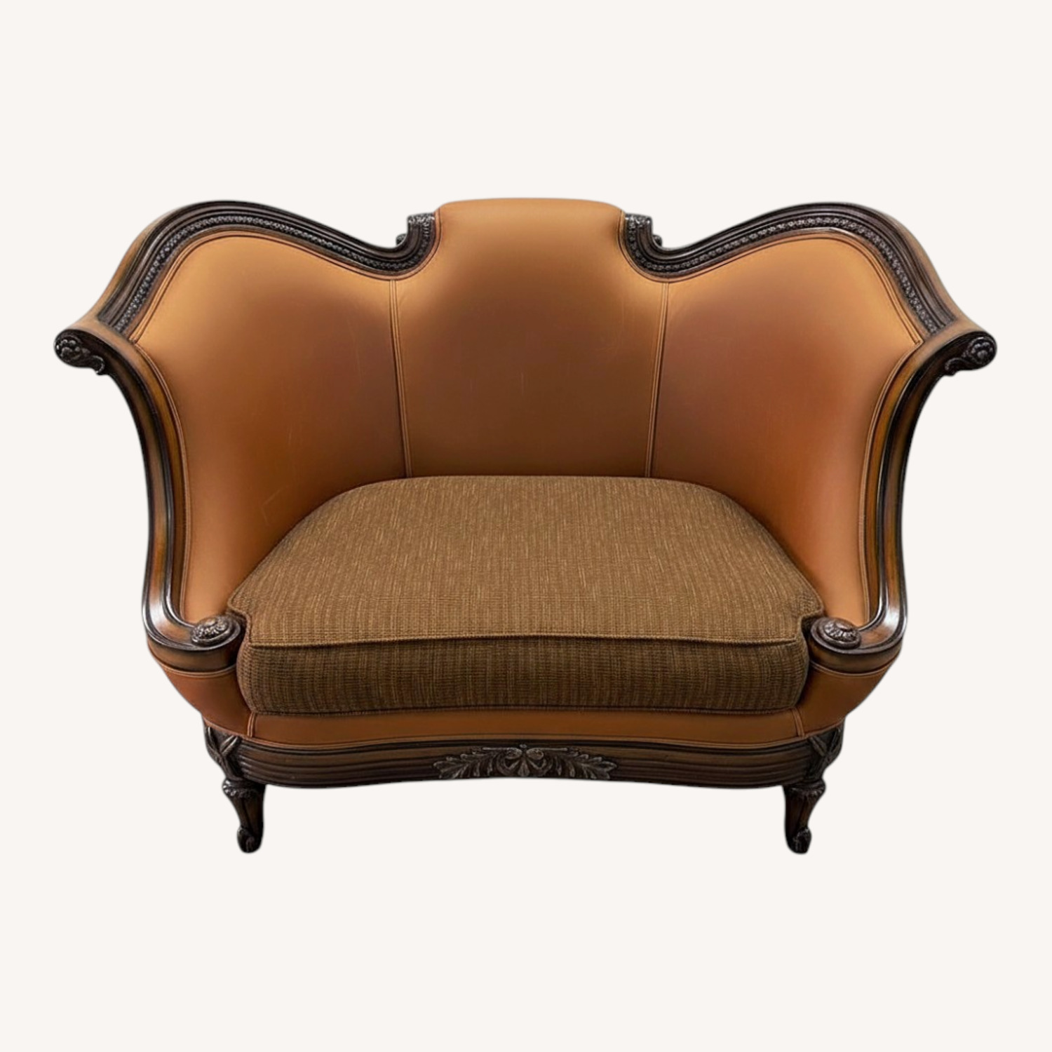 Vintage/Antique Finds Dark Brown Wood Loveseat - image-0