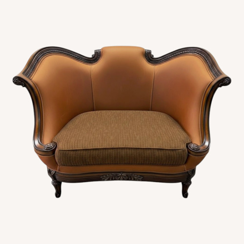 Used Vintage/Antique Finds Dark Brown Wood Loveseat for sale on AptDeco