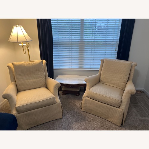 Used Jessica Charles Maddy Natural Fabric Armchairs for sale on AptDeco