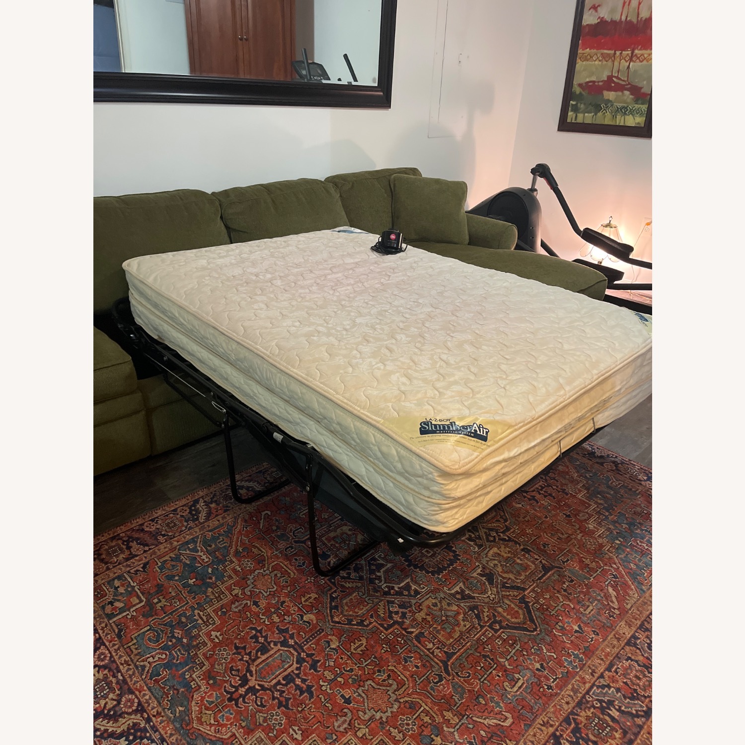 La-Z-Boy Green 3+ Piece Sleeper Sectional - image-3