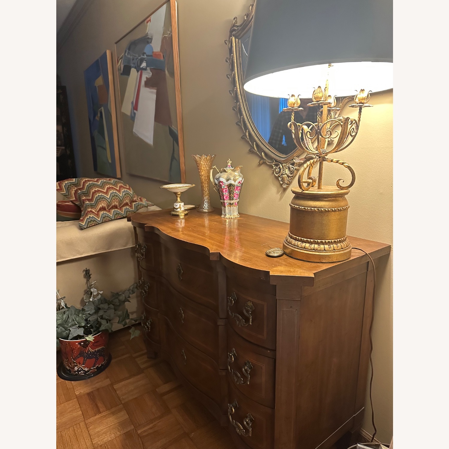 French Heritage Dark Brown Wood Dresser - image-4