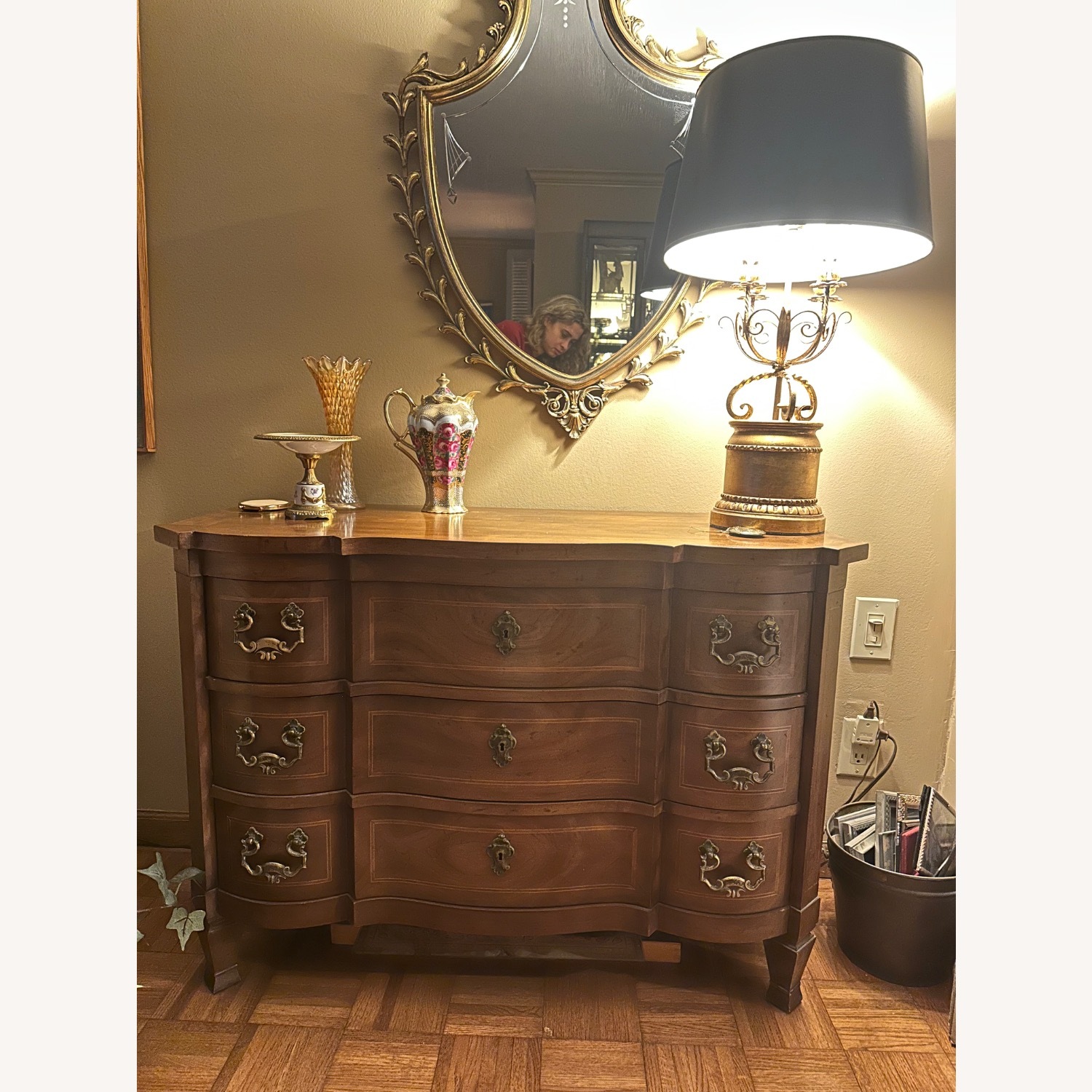 French Heritage Dark Brown Wood Dresser - image-1