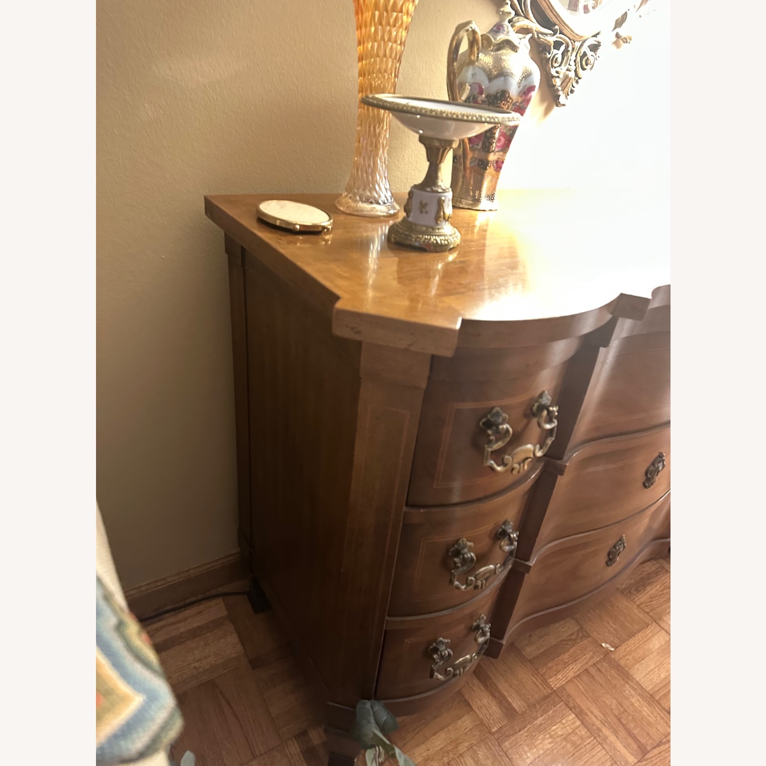 French Heritage Dark Brown Wood Dresser - image-3
