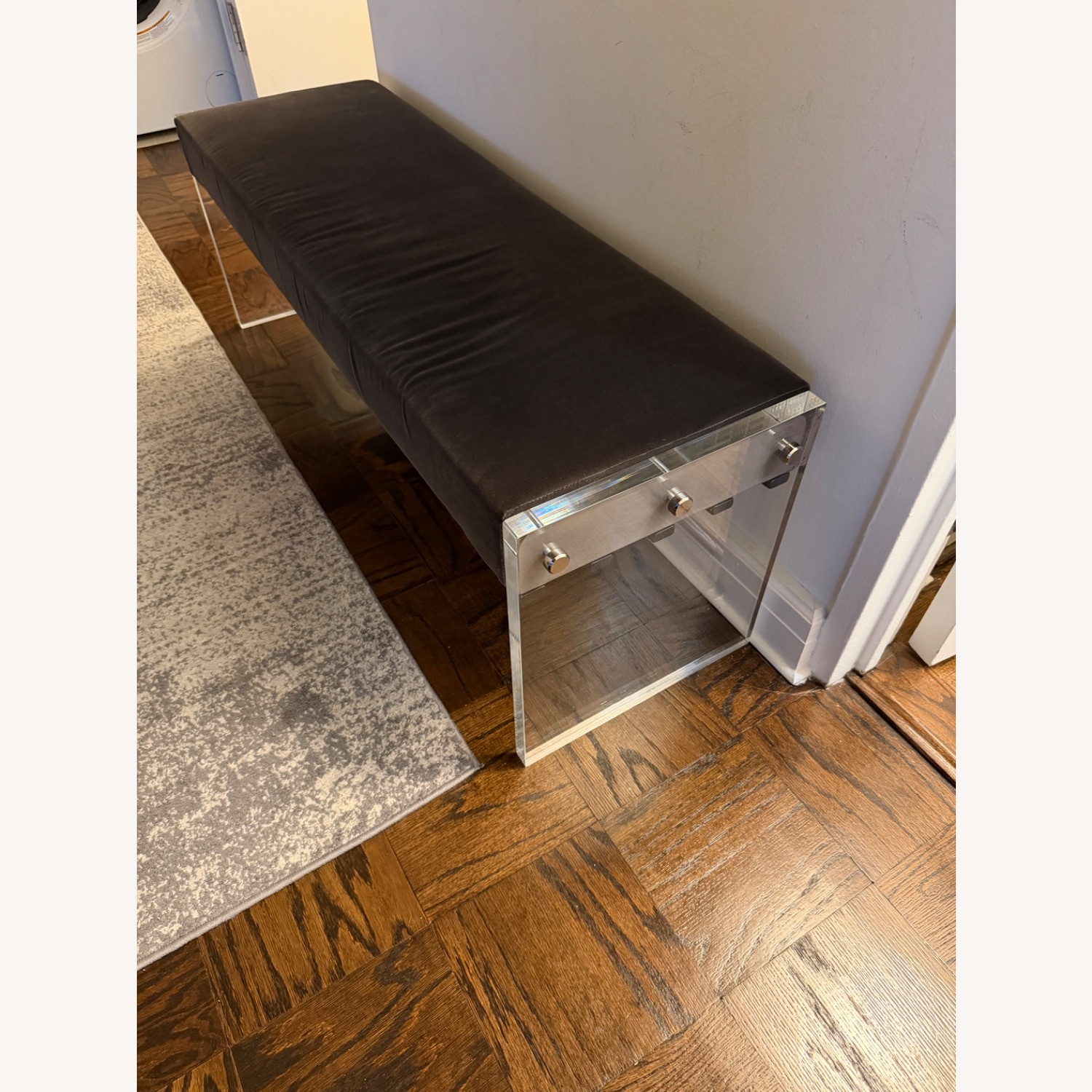 CB2 Dark Gray Velvet Bench - image-3