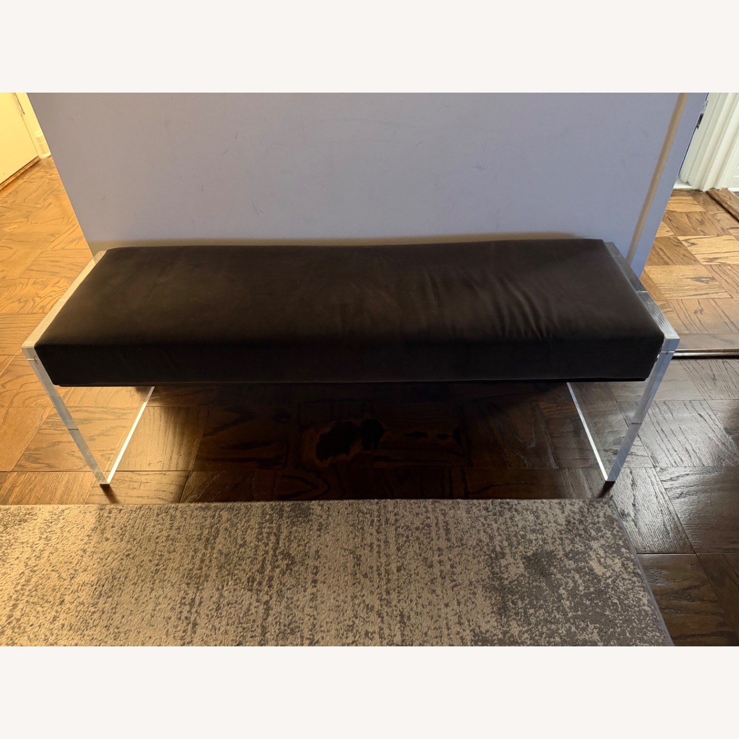 CB2 Dark Gray Velvet Bench - image-1