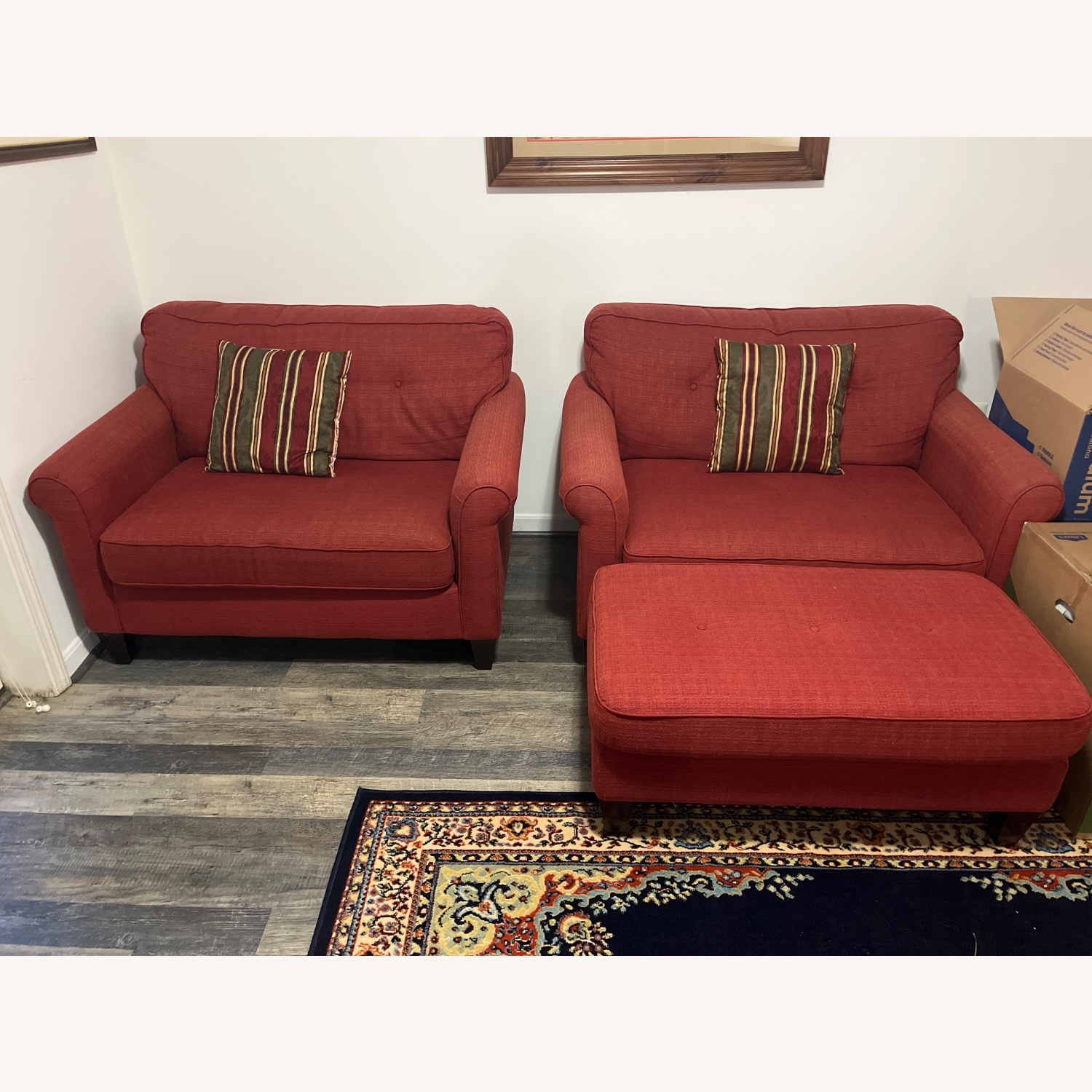 2 La-Z-Boy Laurel Chair and Half W Matching Ottoman - image-2
