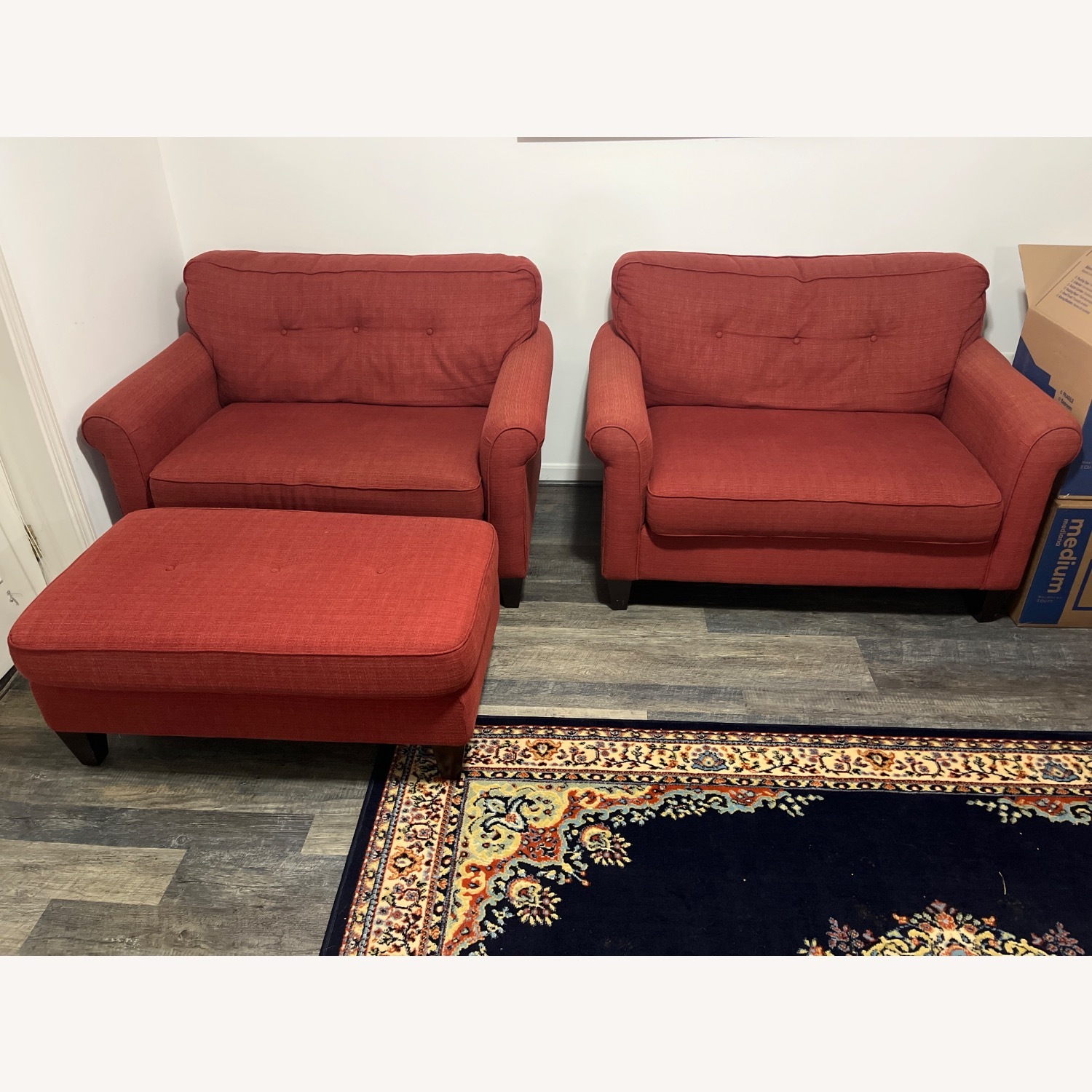 2 La-Z-Boy Laurel Chair and Half W Matching Ottoman - image-5