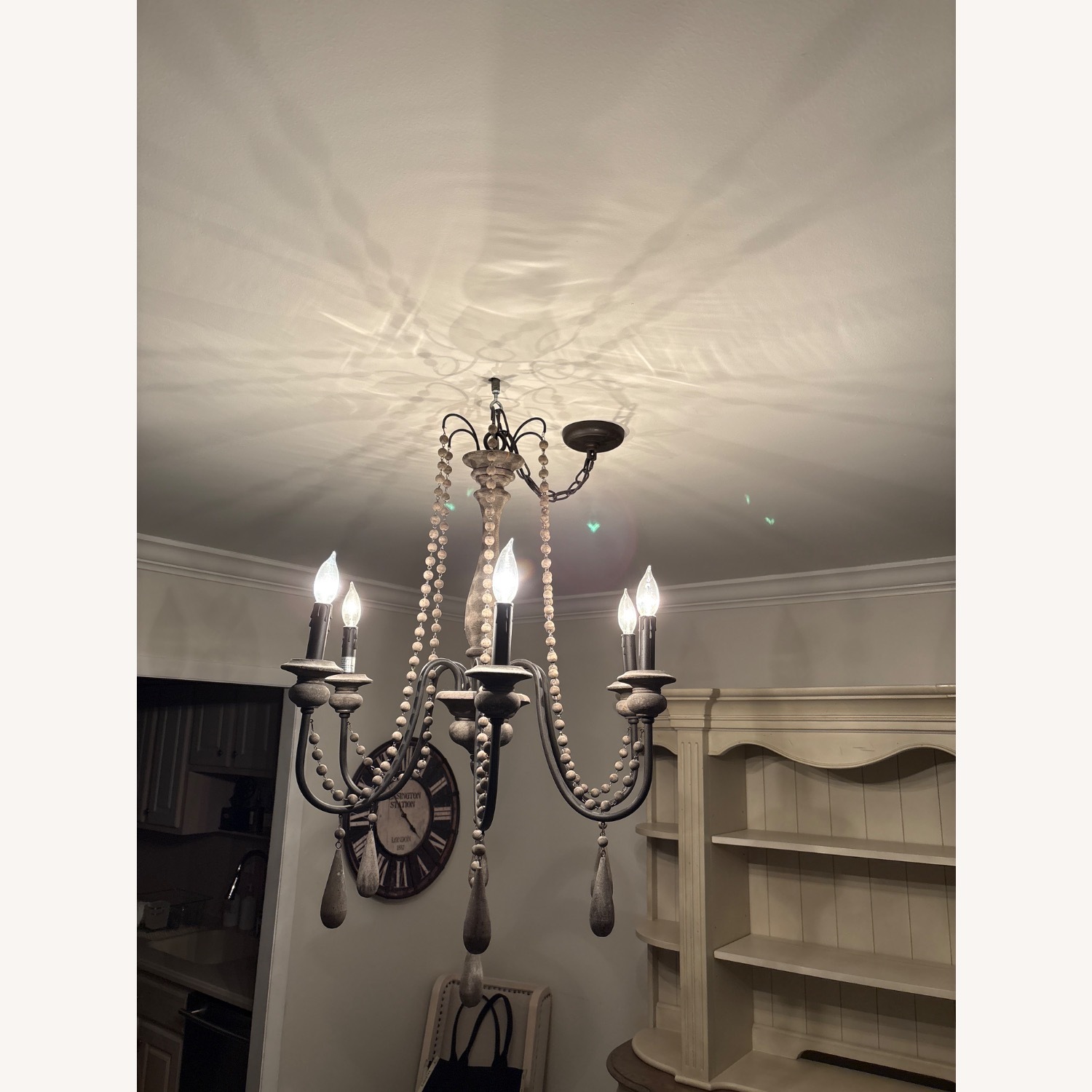 Arhaus Louise Dark Brown Wood Ceiling Lamp - image-3