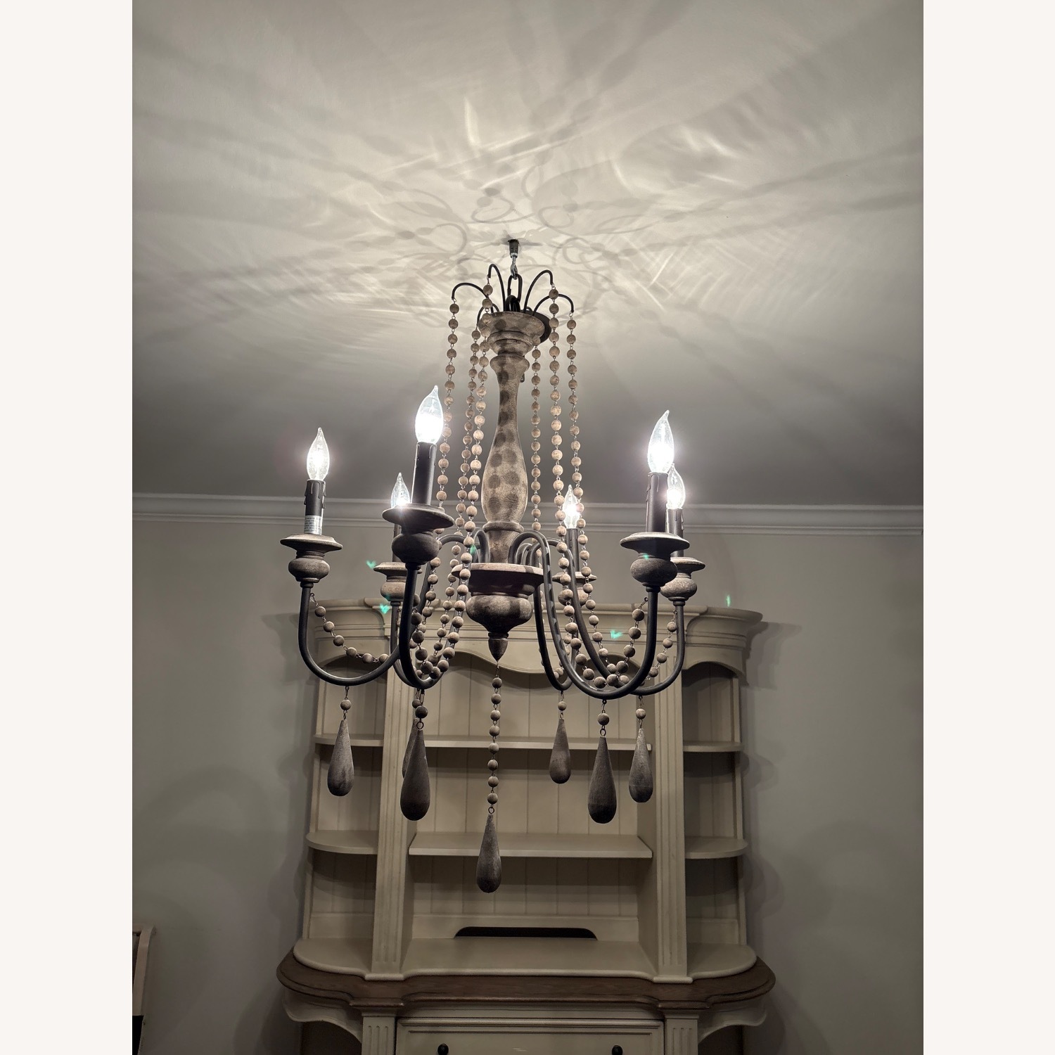 Arhaus Louise Dark Brown Wood Ceiling Lamp - image-1