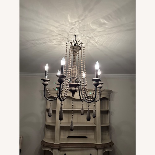 Used Arhaus Louise Dark Brown Wood Ceiling Lamp for sale on AptDeco
