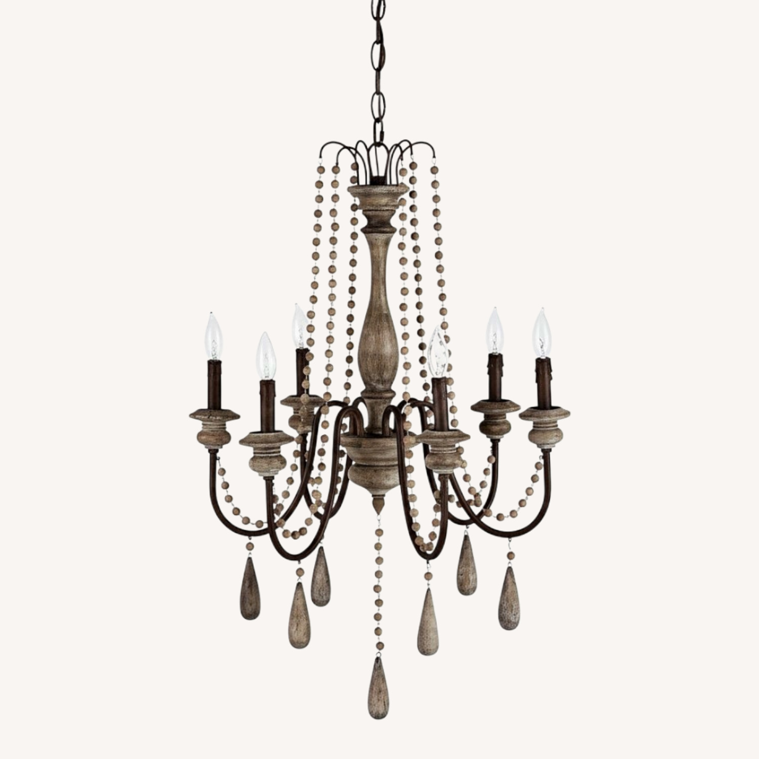 Arhaus Louise Dark Brown Wood Ceiling Lamp - image-0