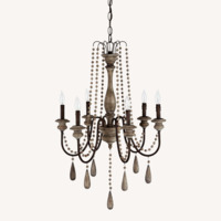 Arhaus Louise Dark Brown Wood Ceiling Lamp