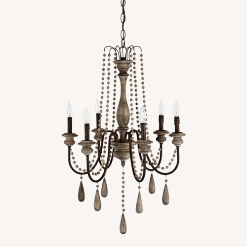 Used Arhaus Louise Dark Brown Wood Ceiling Lamp for sale on AptDeco