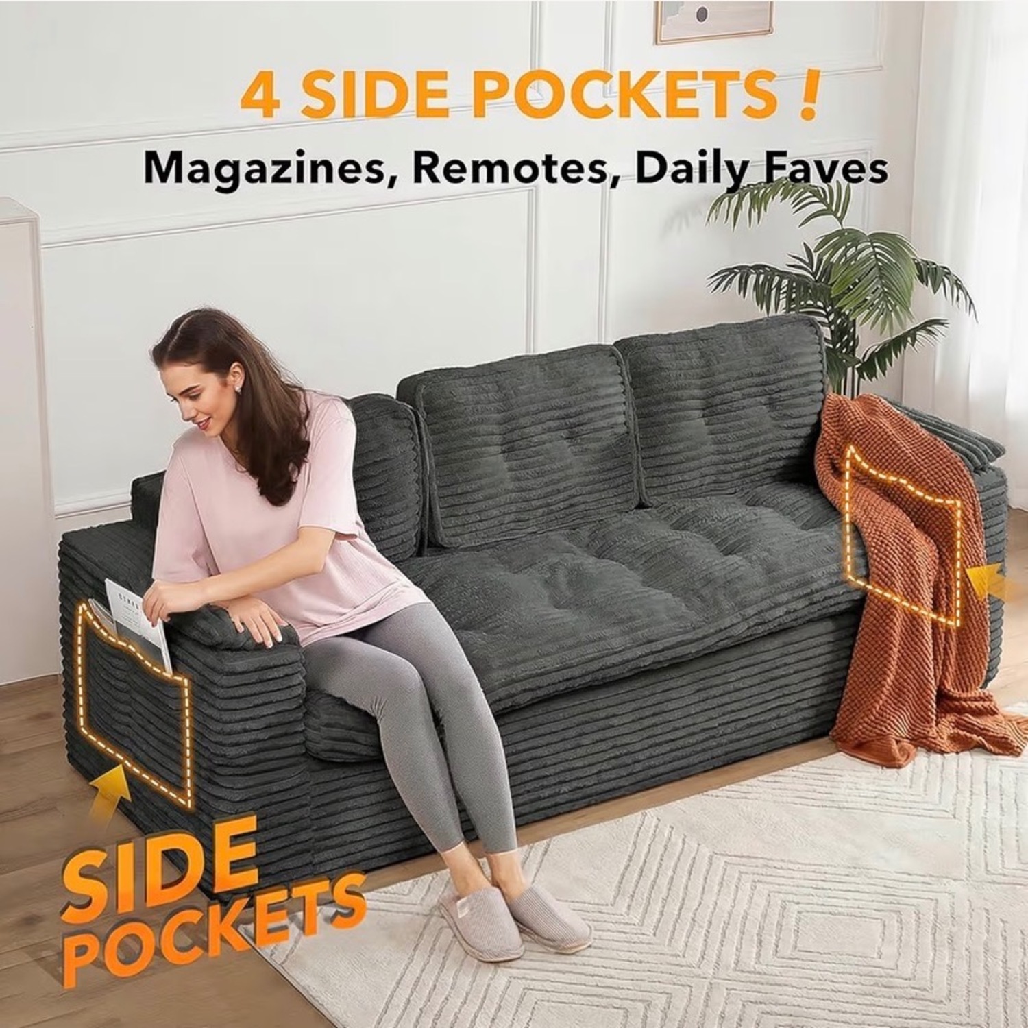 Dark Gray 3+ Seater Sofa - image-4