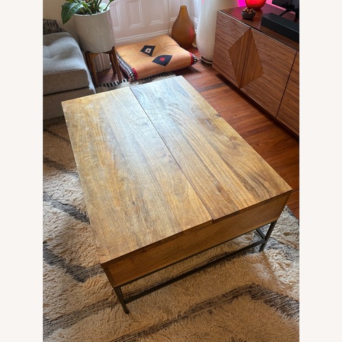 Used West Elm Industrial Storage Pop-Up Coffee Table for sale on AptDeco