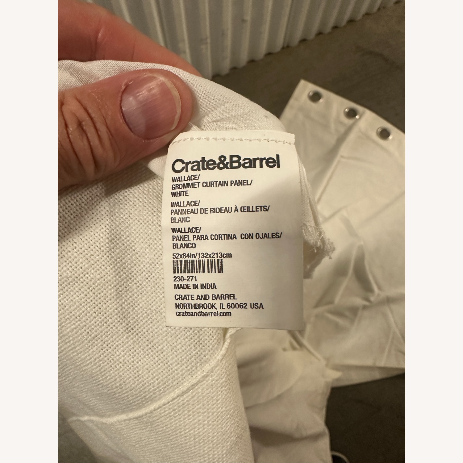 Crate & Barrel Wallace White Fabric Curtains - image-2